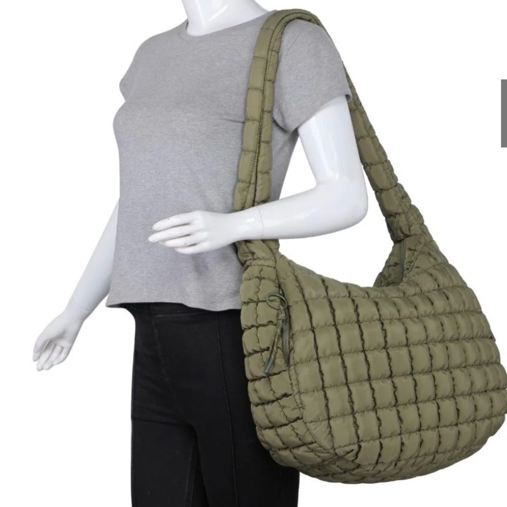 Urban Expressions Tamsin Quilted Puffer Tote Bag Green - Picture 3 of 7